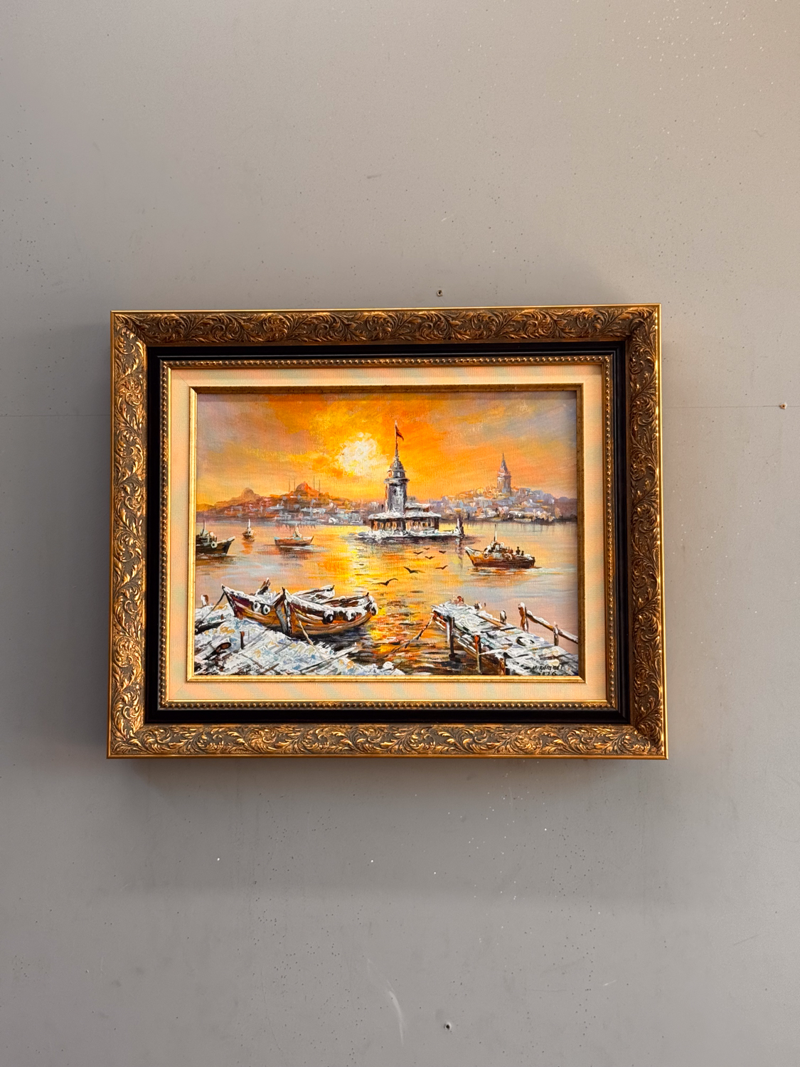 Karlı İstanbul’da Kız Kulesi – İstanbul Yağlı Boya Tablosu