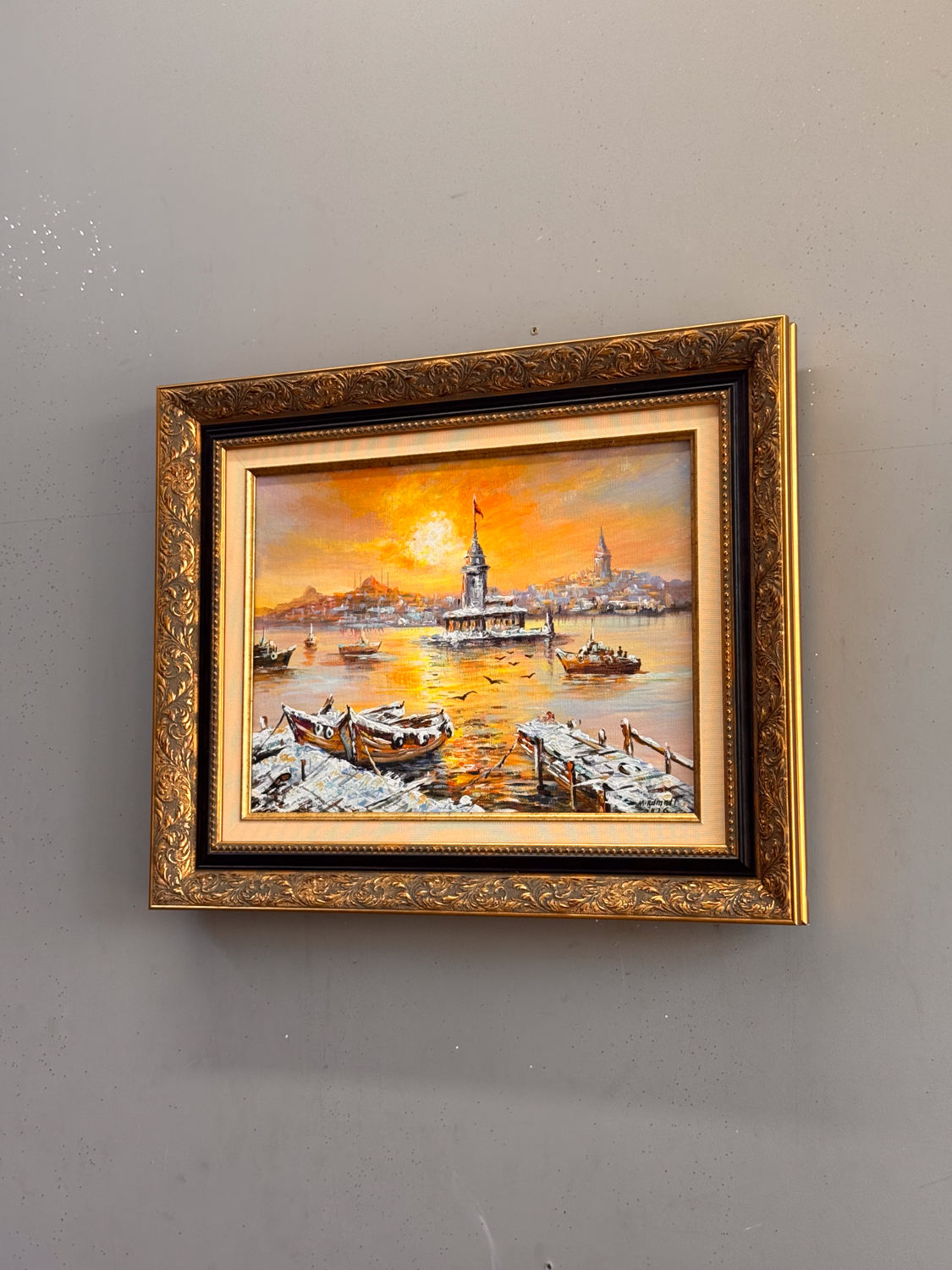 Karlı İstanbul’da Kız Kulesi – İstanbul Yağlı Boya Tablosu - Görsel 2